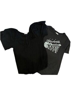 Maurices Womens Shirts Size Small | S Lot Of 2 | Black Blouse & Black T-shirt
